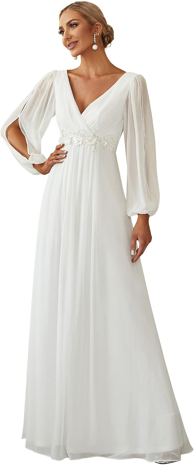 Robe Blanche De Soirée Col V