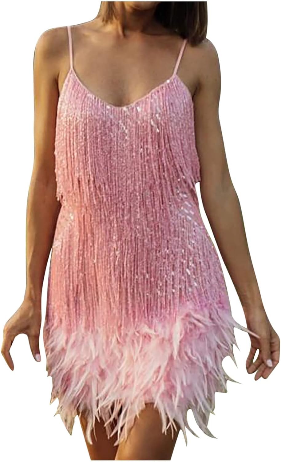 Robe Blanche De Soirée À Franges Et Sequins